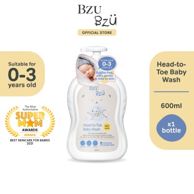 BzuBzu Head to Toe Baby Wash and Shampoo Bundle Deal, 600ml | Designed for Newborn & Sensitive Skin